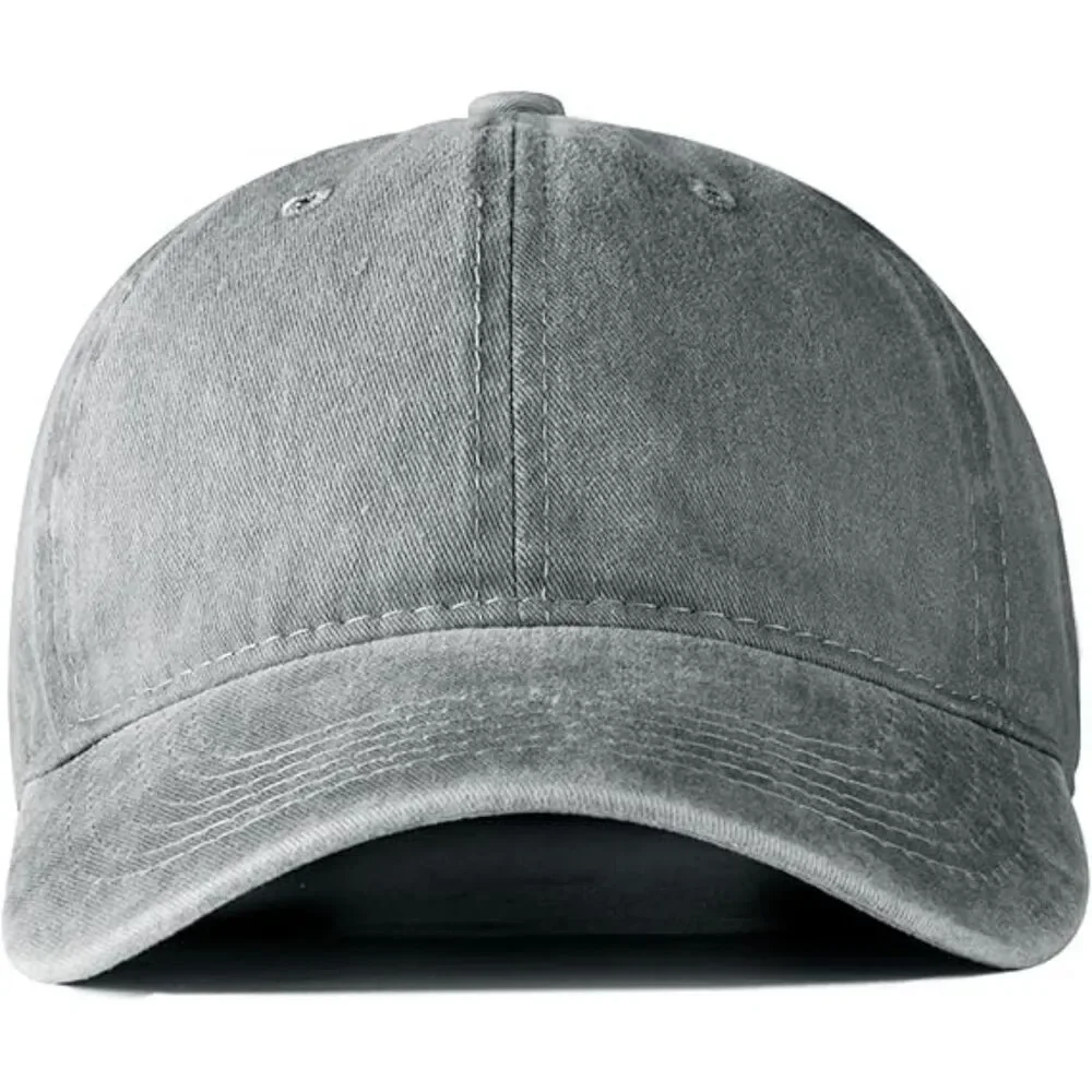 Unisex Gray Washed 100% Cotton Adjustable Size Strap Casual Classic Baseball Cap